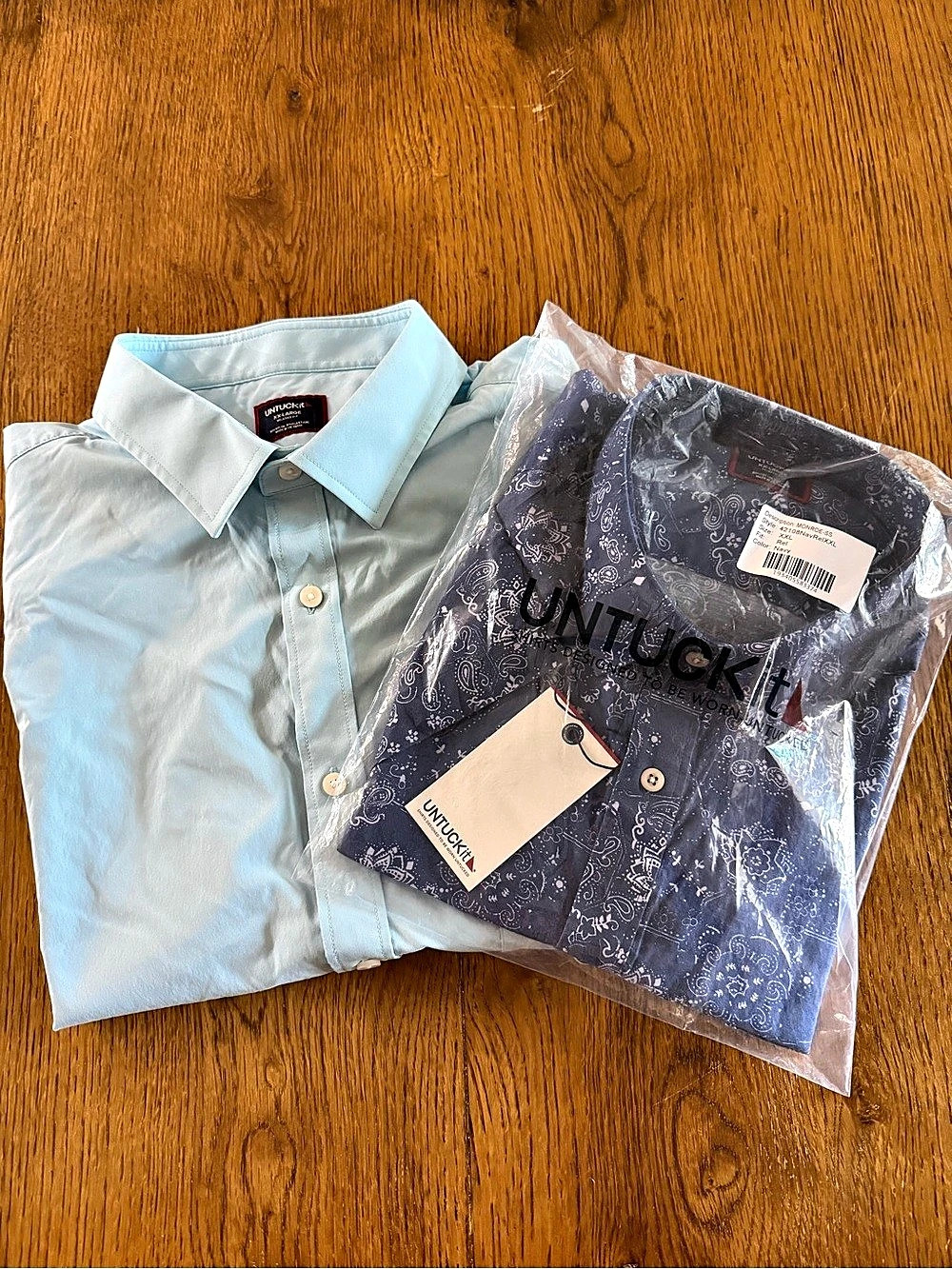 UNTUCKit Monroe Paisley Button Down Blue & Gray XXL